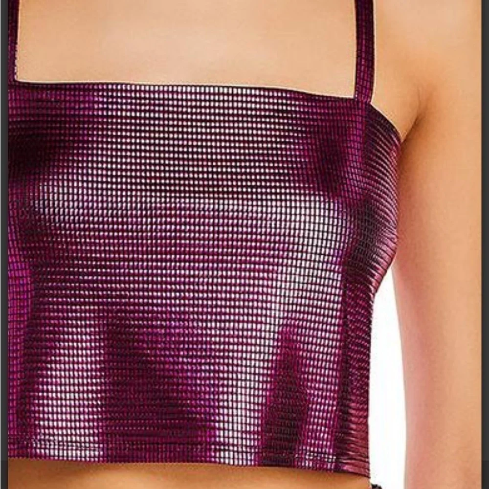 NWT Women’s M Medium  FORE Collection Disco Crop Top Shimmer Pink Black​​​​​​ - Picture 4 of 9